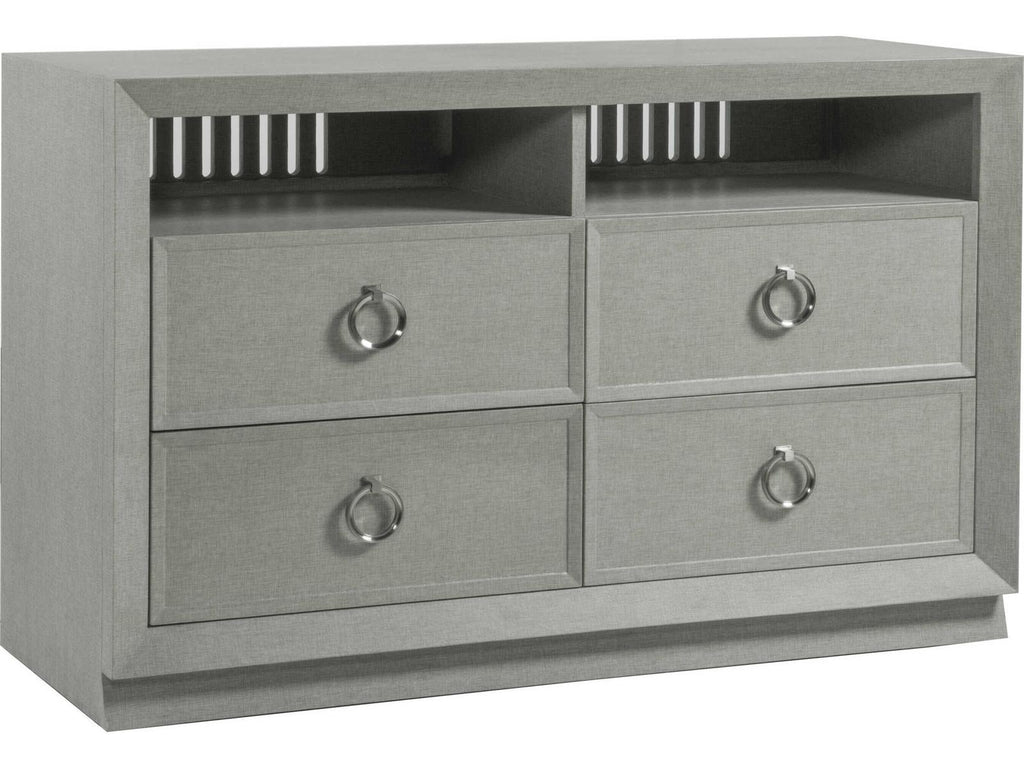 Home Zeitgeist Media Console TV Stand in Lacquered Linen and Wood