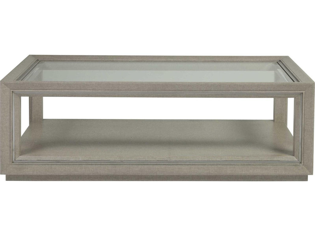 Home Zeitgeist Rectangle Coffee Table in Linen White with Glass Top