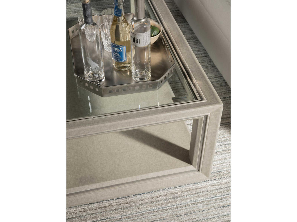 Home Zeitgeist Rectangle Coffee Table in Linen White with Glass Top