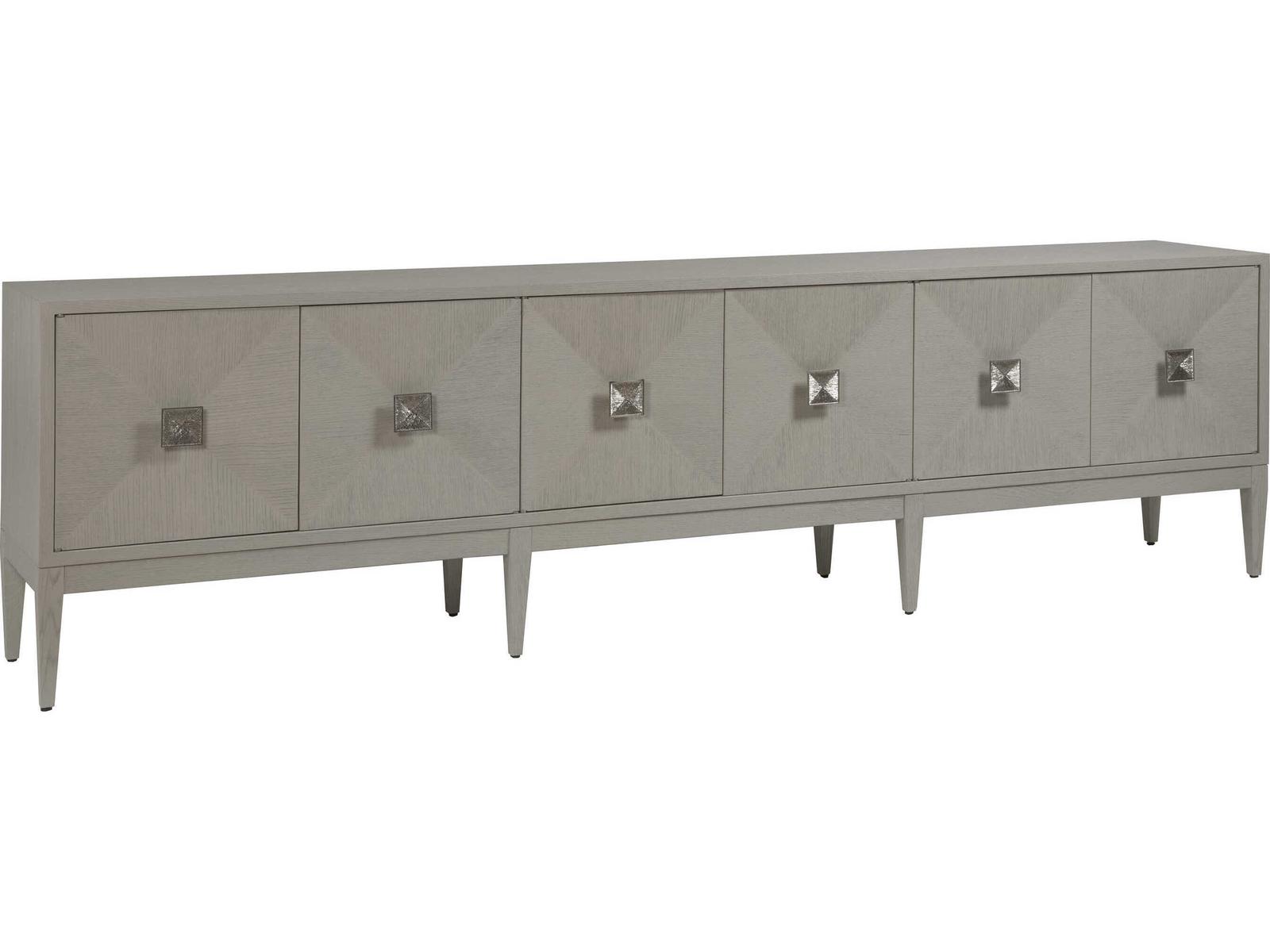 Home Logan Convertible Long Media Console Buffet in Antiqued White