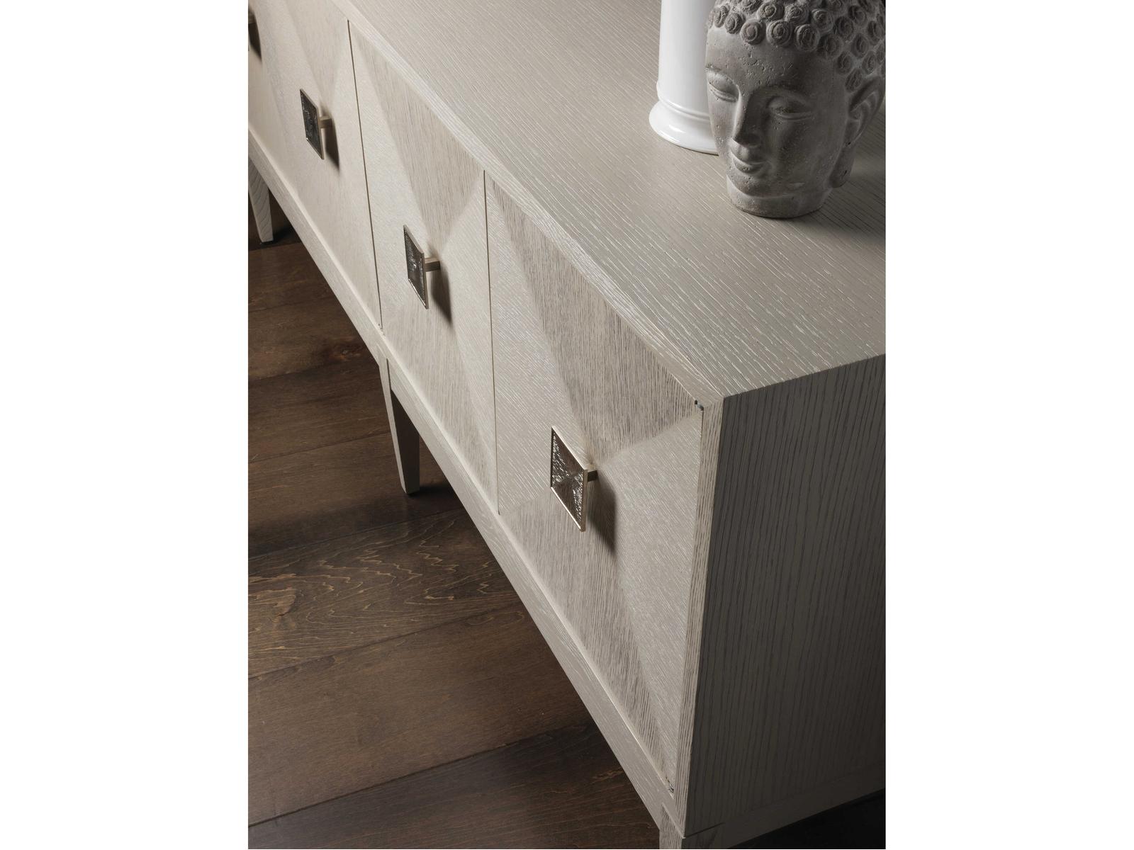 Home Logan Convertible Long Media Console Buffet in Antiqued White