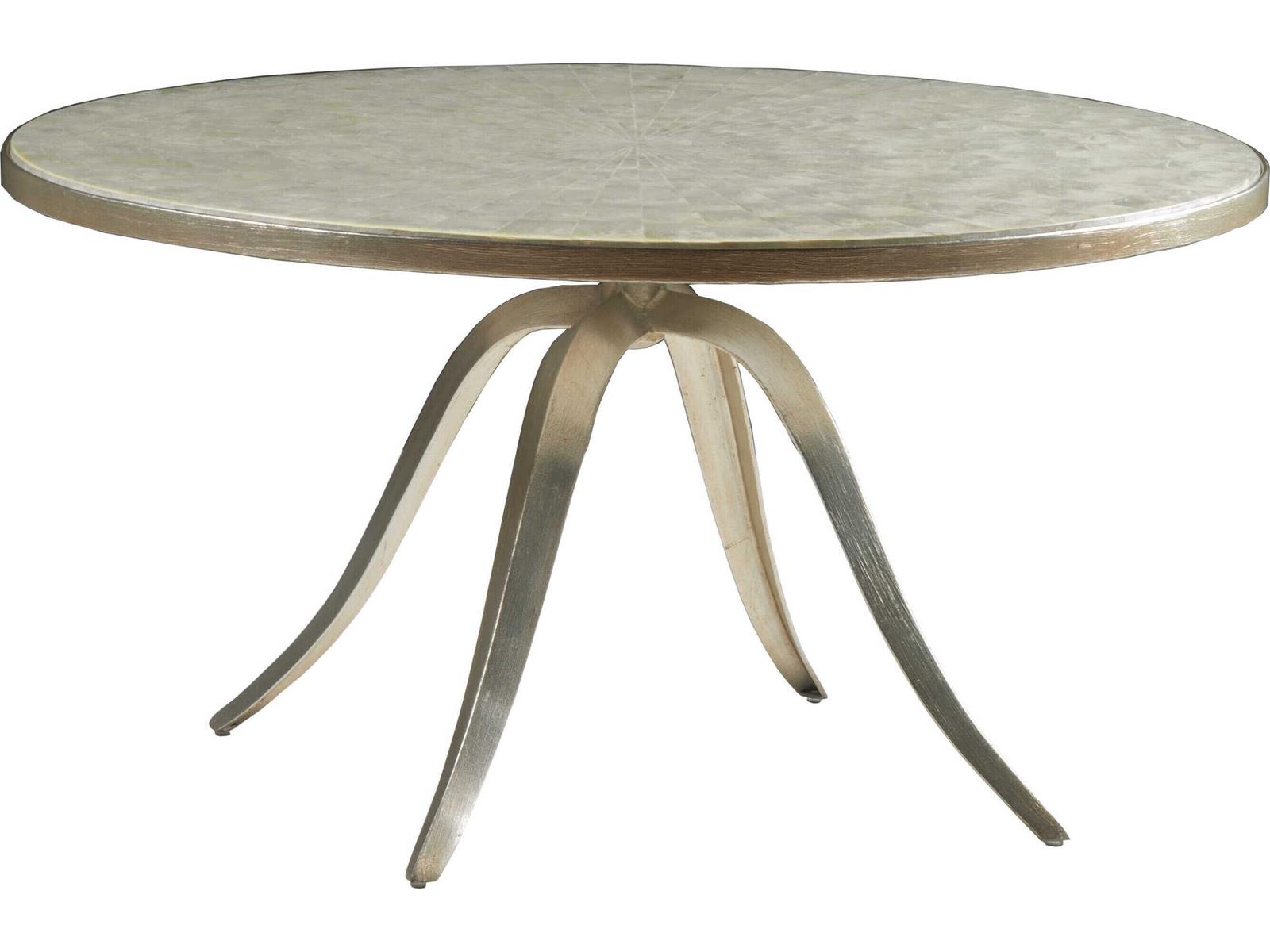 Home Signature Designs Round Coffee Table Capiz Shell Champagne Silver Foil