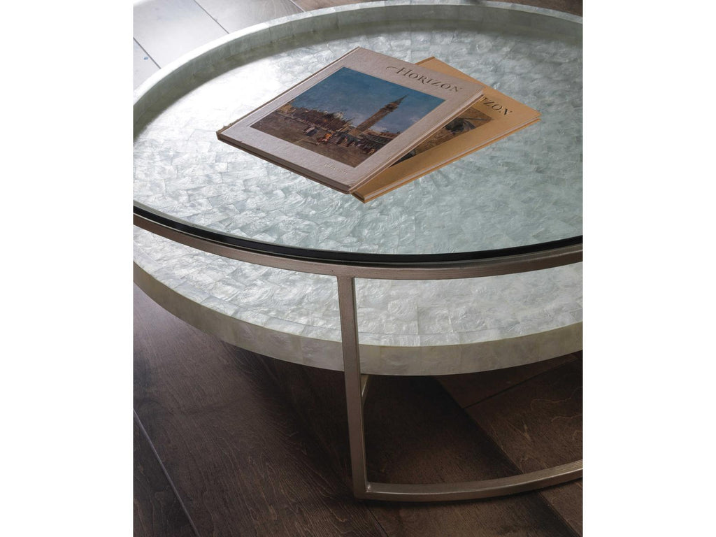 Home Cumulus Capiz Large Round Coffee Table Champagne Foil