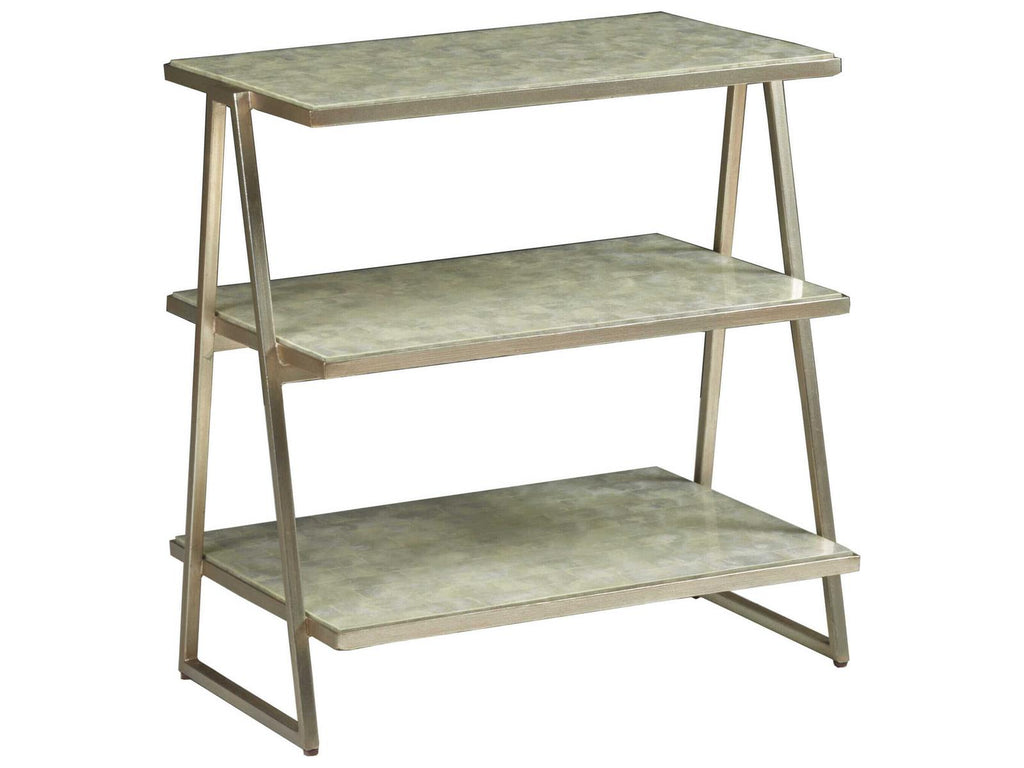 Home Cumulus Capiz Triangular 3-Tier Side Table in Champagne Foil