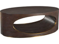 Home Verbatim Oval Coffee Table in Rich Brown with Antiqued Brass