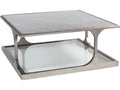 Home Bond Street Square Coffee Table in Textured Silver Iron and Art Glass