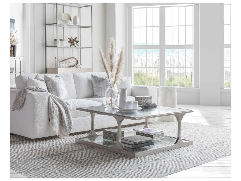 Home Bond Street Square Coffee Table in Textured Silver Iron and Art Glass