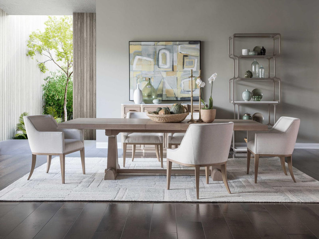 Home Simpatico Rectangular Extension Dining Table in Wire Brushed White Oak