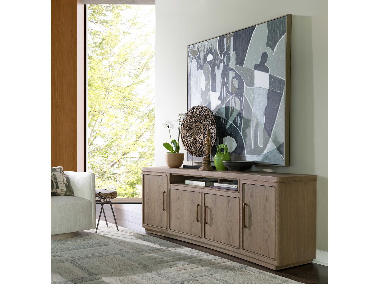 Home Simpatico 83-Inch Wire Brushed White Oak Media Console
