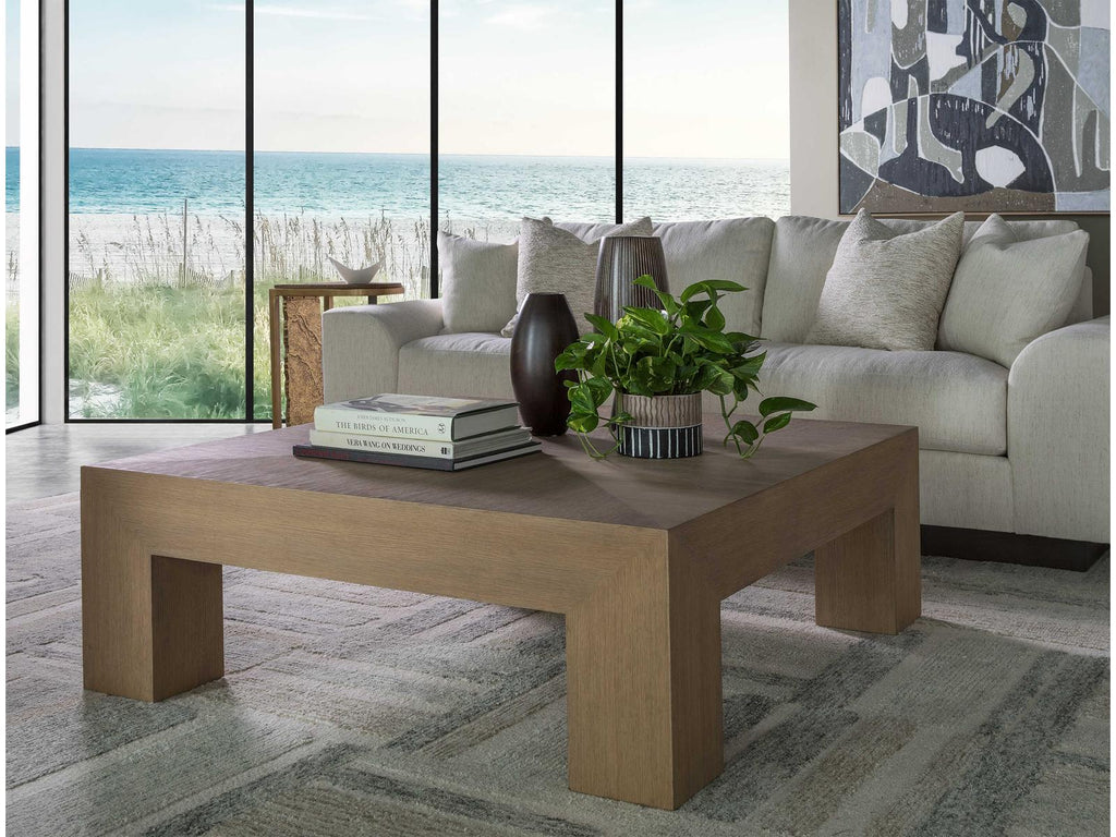Home Simpatico Square Coffee Table in Wire Brushed White Oak Finish
