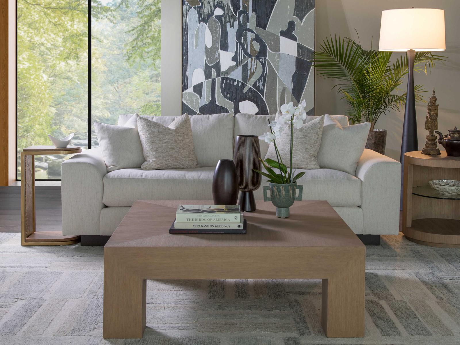 Home Simpatico Square Coffee Table in Wire Brushed White Oak Finish
