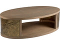 Home Simpatico Oval Cocktail Table in White Oak and Bronze