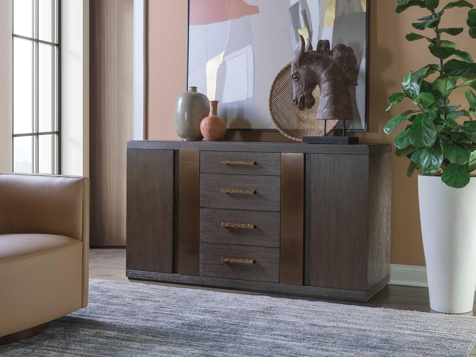 Andare Buffet in Wire Brushed Brown Wood and Brass