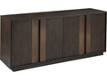 Home Andare 67-Inch Media Console TV Stand in Wire Brushed Brown Wood and Brass