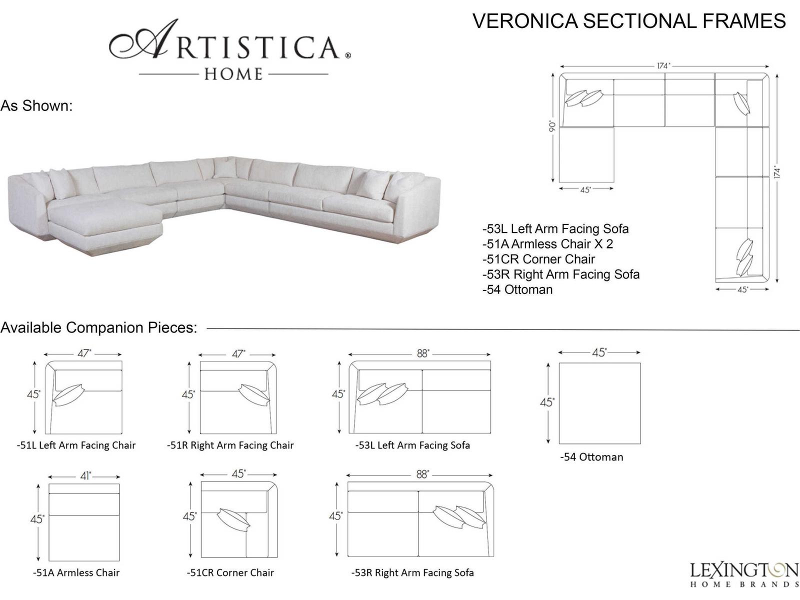 Home Veronica 6-Piece Modular Fabric Sectional Sofa with Floating Ottoman