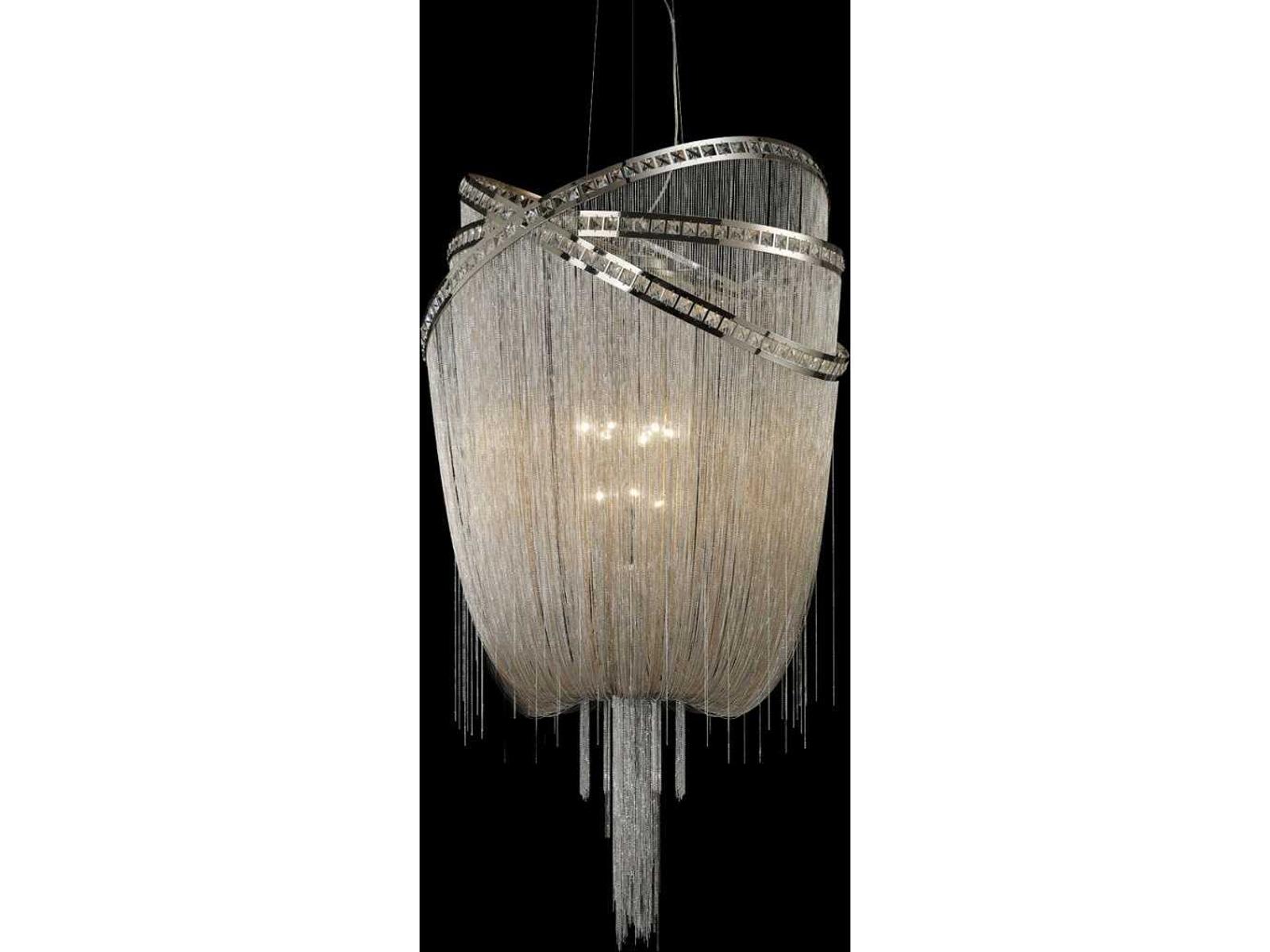 Avenue Lighting 9-Light Wilshire Blvd Chandelier in Polished Nickel and Crystal