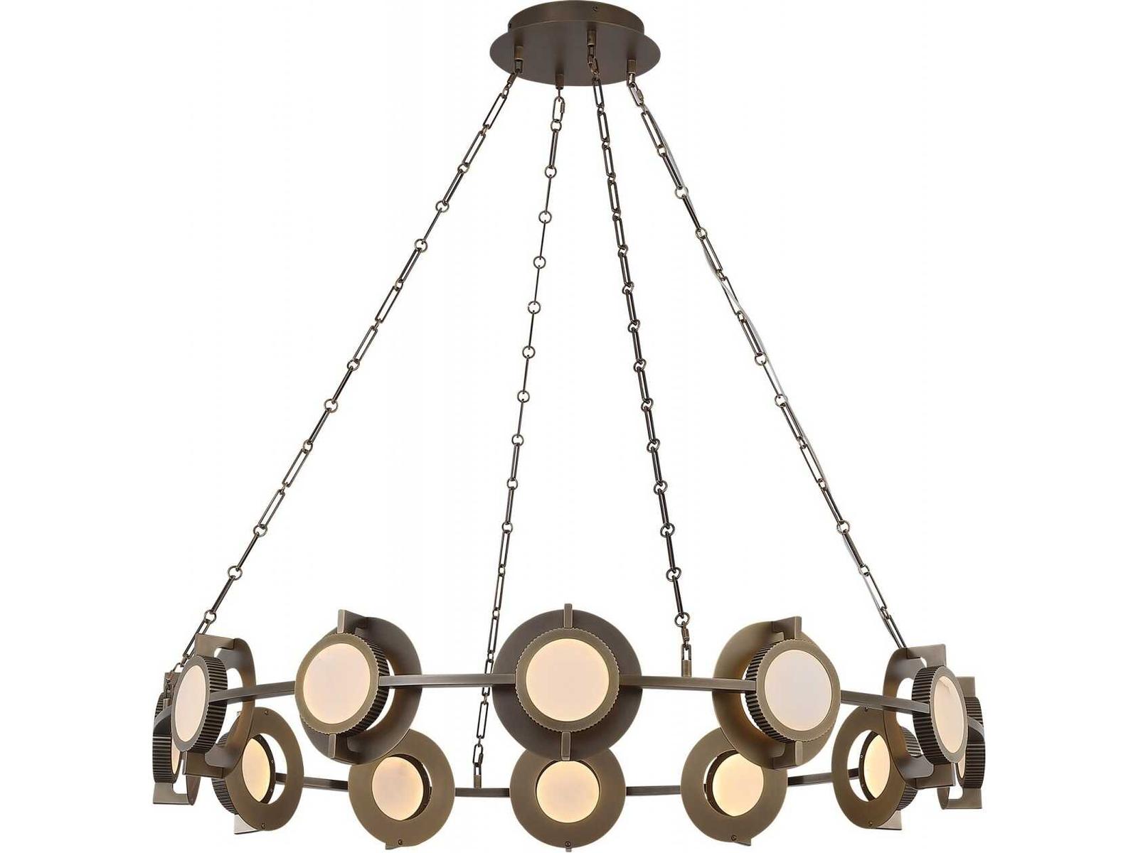 Avenue Lighting Mayfair 12-Light Integrated LED Chandelier in Aged Brass with Alabaster