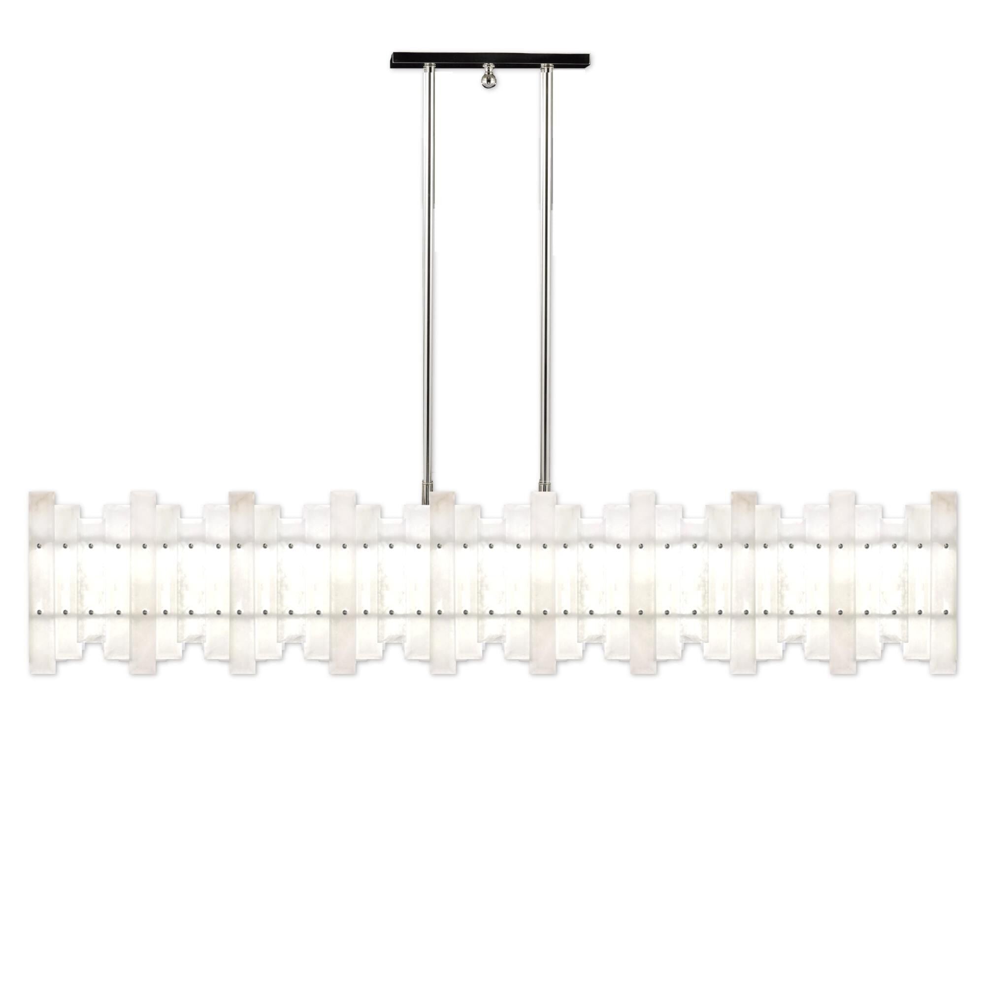 American Brass And Crystal Alabaster Prism Linear 56 Inch 12 Light Linear Suspension Light Cp474050