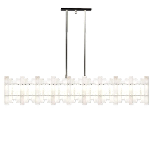 American Brass And Crystal Alabaster Prism Linear 56 Inch 12 Light Linear Suspension Light Cp474050