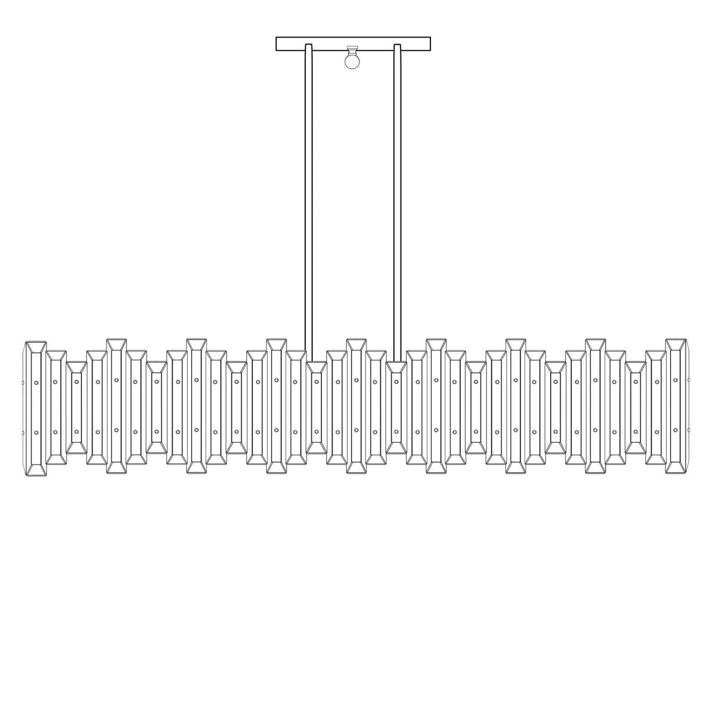 American Brass And Crystal Alabaster Prism Linear 56 Inch 12 Light Linear Suspension Light Cp474050