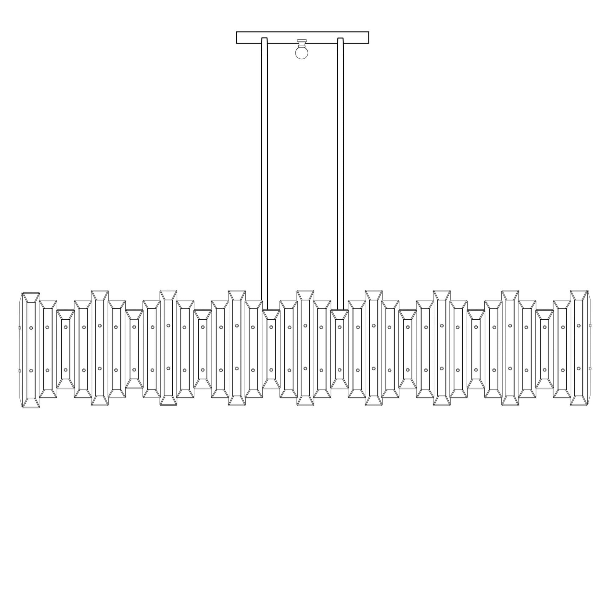 American Brass And Crystal Alabaster Prism Linear 56 Inch 12 Light Linear Suspension Light Cp474050