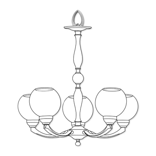 American Brass And Crystal Alabaster Globes 5 Light Chandelier Cp474063