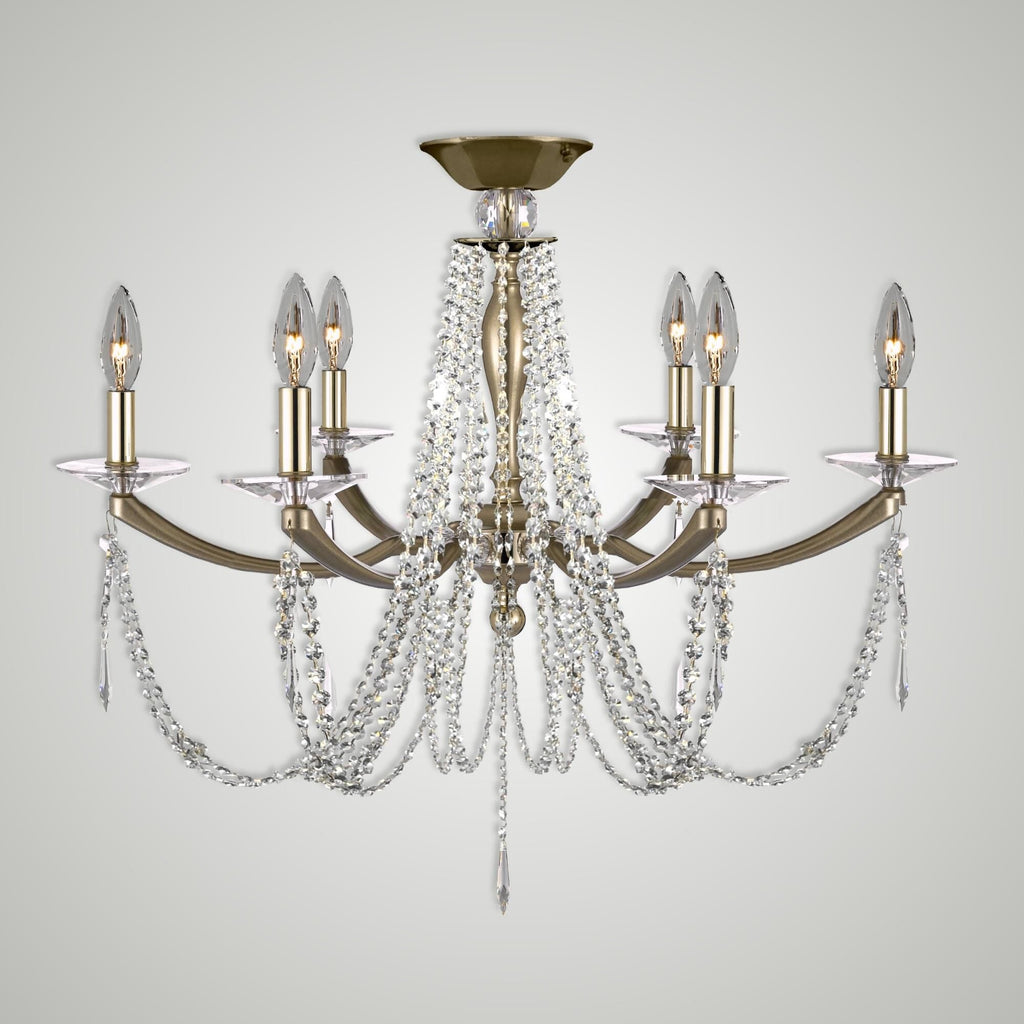American Brass And Crystal Kensington 26 Inch 6 Light Semi Flush Mount Cp791753