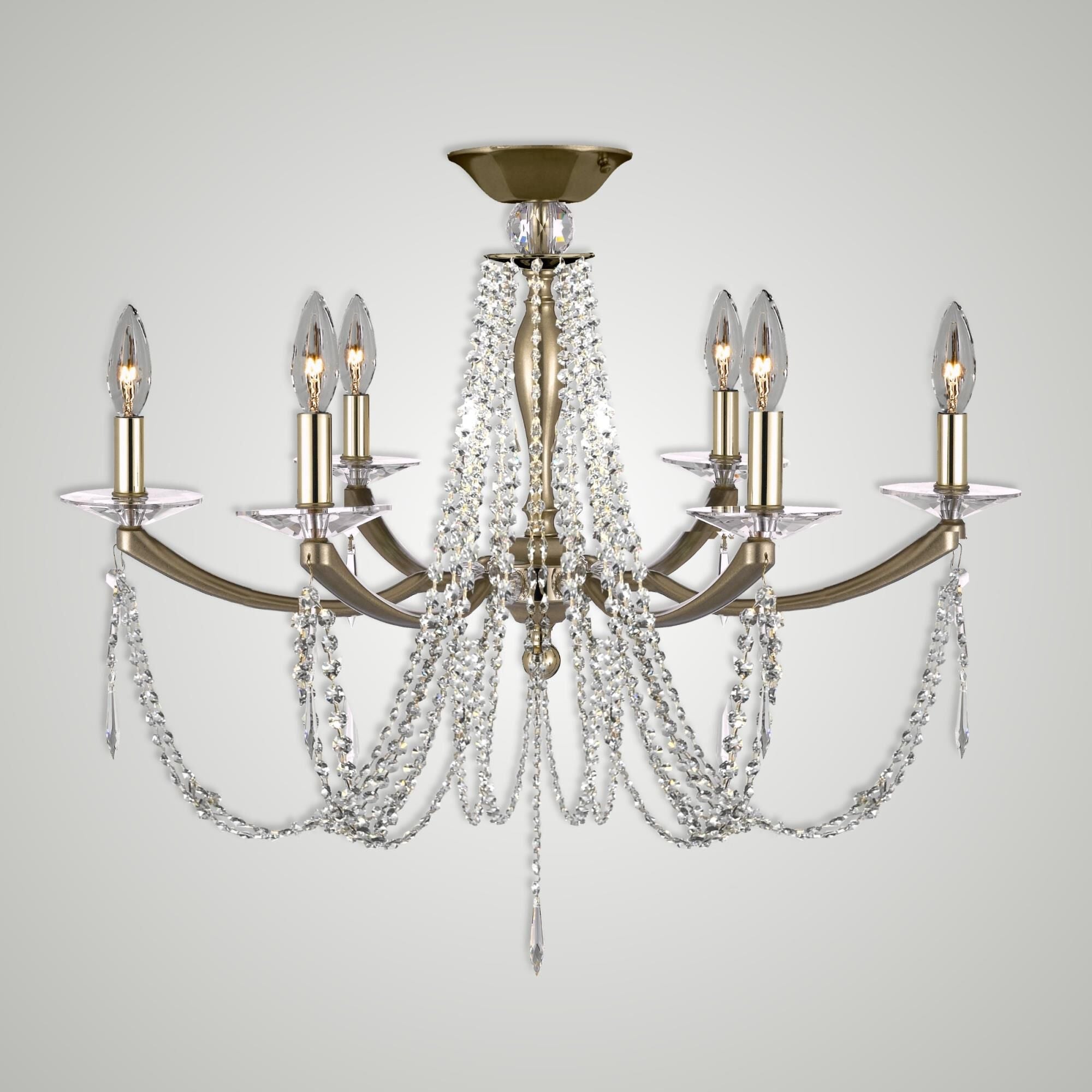 American Brass And Crystal Kensington 26 Inch 6 Light Semi Flush Mount Cp791753