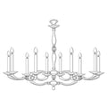 American Brass And Crystal Kensington 19 Inch 10 Light Linear Suspension Light Cp270691