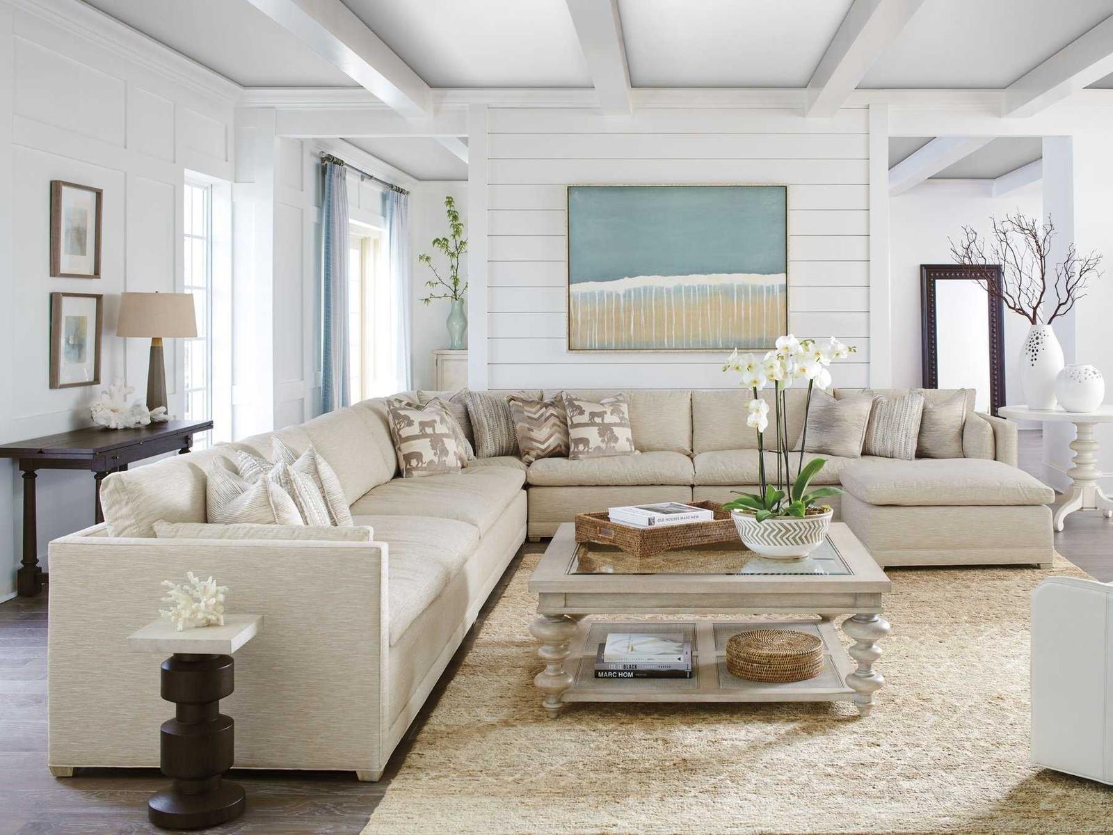 Castlerock Square Coffee Table in Taupe Wood Cane and Glass