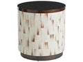 Park City Crescent Commode Round End Table with Faux Horn and Burnished Bronze