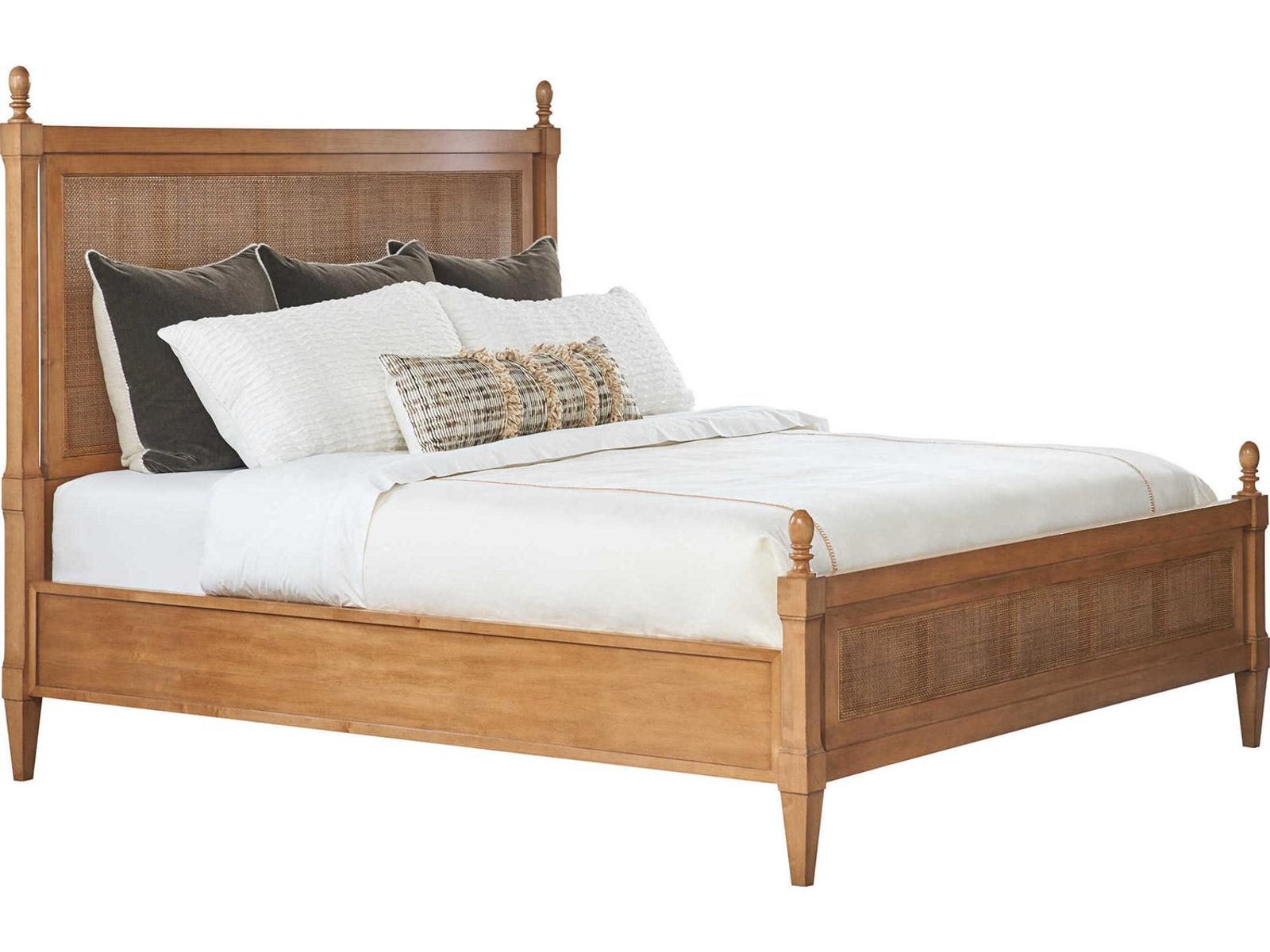 Laguna Strand King Poster Bed in Nutmeg Brown and Cane