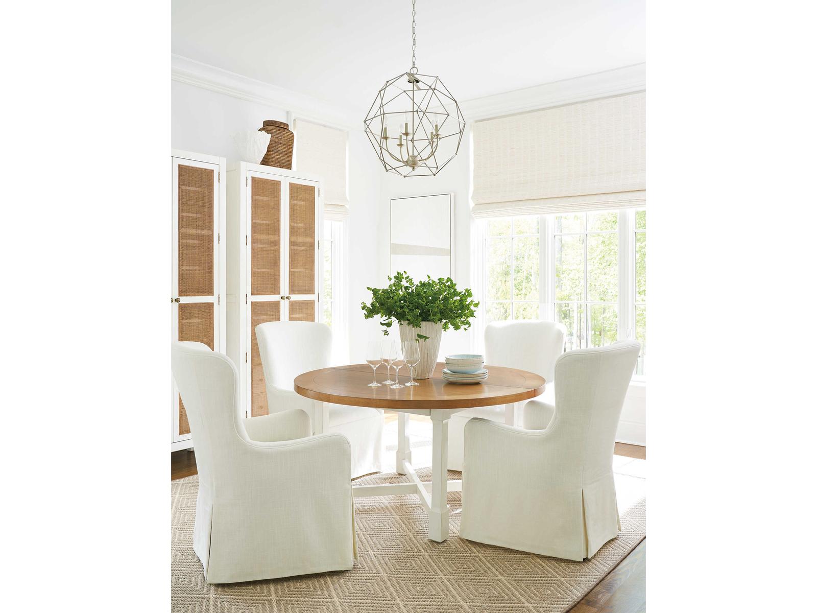 Laguna Aliso Upholstered Host Chair with Casters in Linen White
