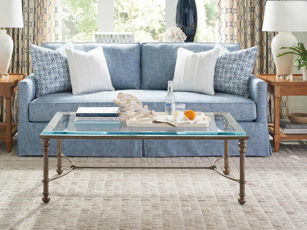 Laguna Rectangle Coffee Table with Textured Burnished Brass Base