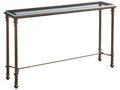 Laguna Bluff Console Table in Textured Burnished Brass and Glass