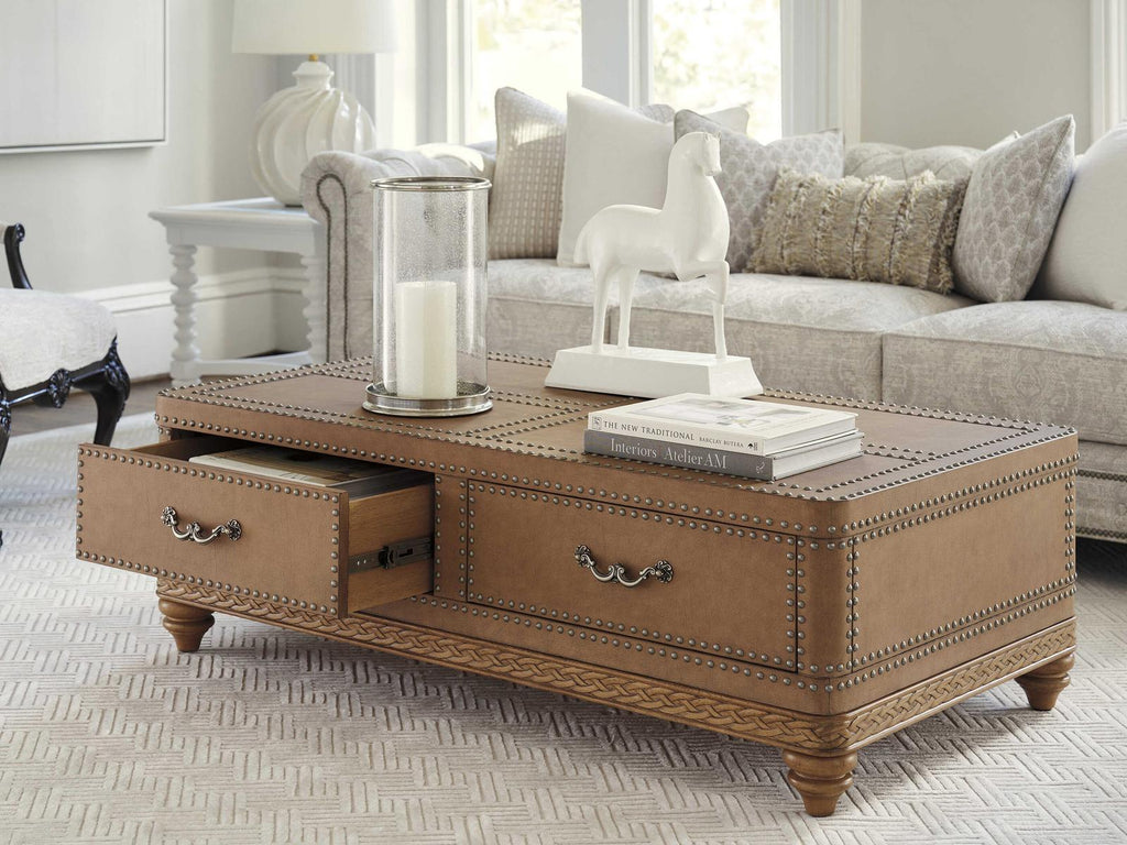 Villa Blanca Rectangular Faux Leather Lisbon Trunk Cocktail Table