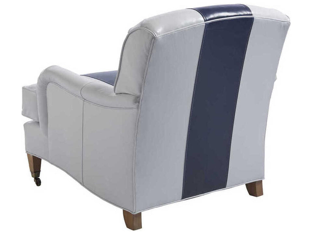 Sydney Navy Leather Accent Chair with Brass Casters