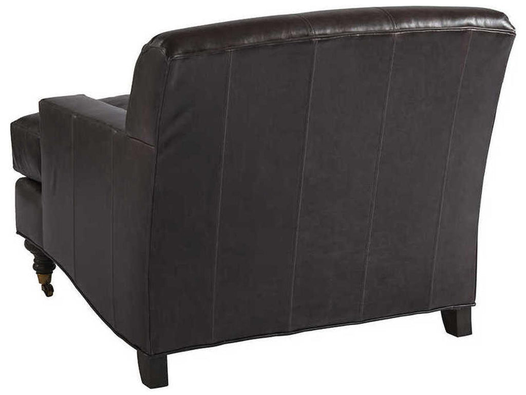 Oxford Leather Accent Chair in Charcoal Gray with Brass Casters