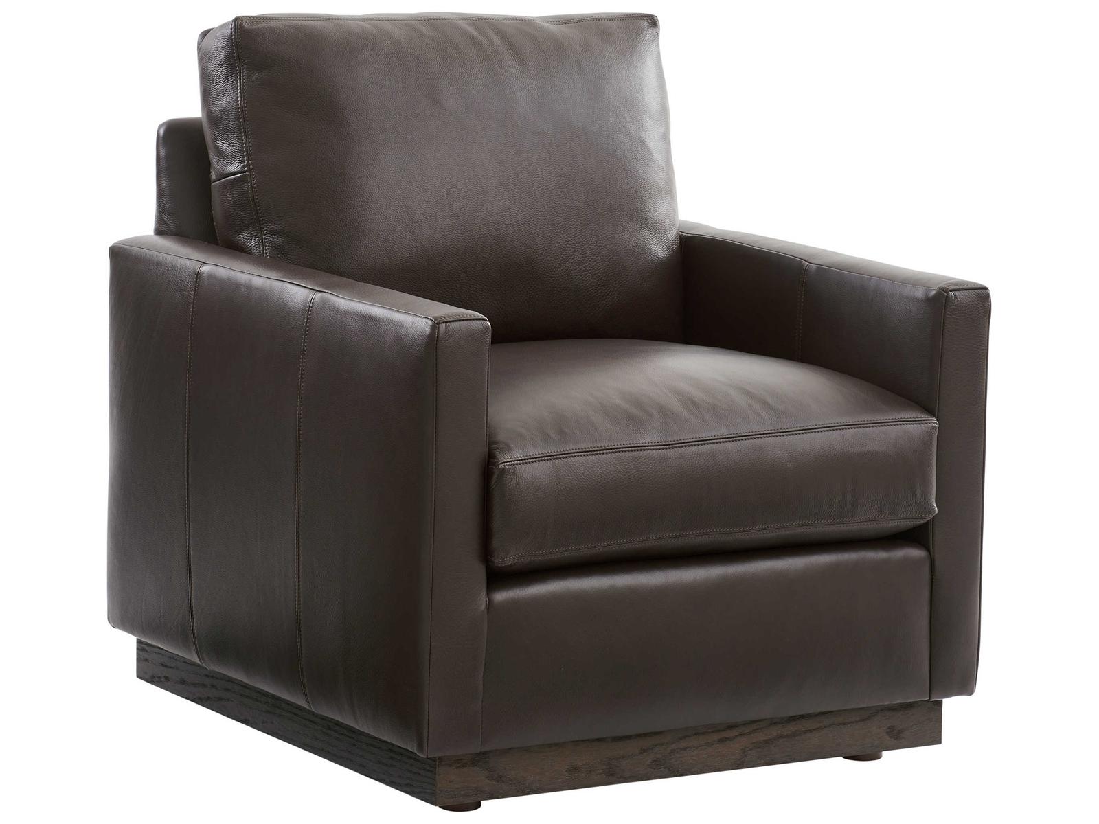 Meadow View Leather Swivel Accent Chair in Brown
