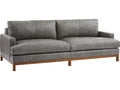 Horizon 3-Seat Ocean Gray Leather Sofa with Calais Brass Metal Base