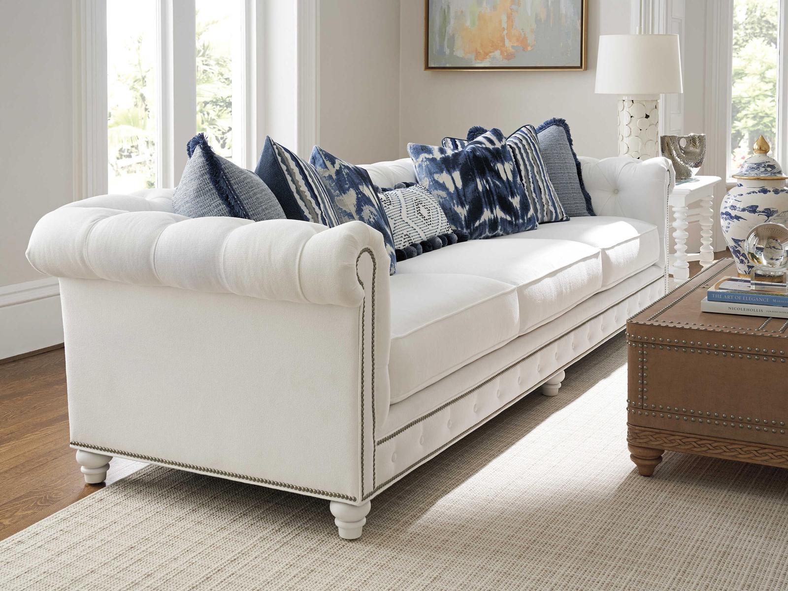 Carmen Upholstered 4-Seat Sofa with Nailhead Trim