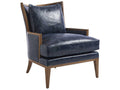 Atwood Blue Leather Accent Chair with Laguna Sands Finish