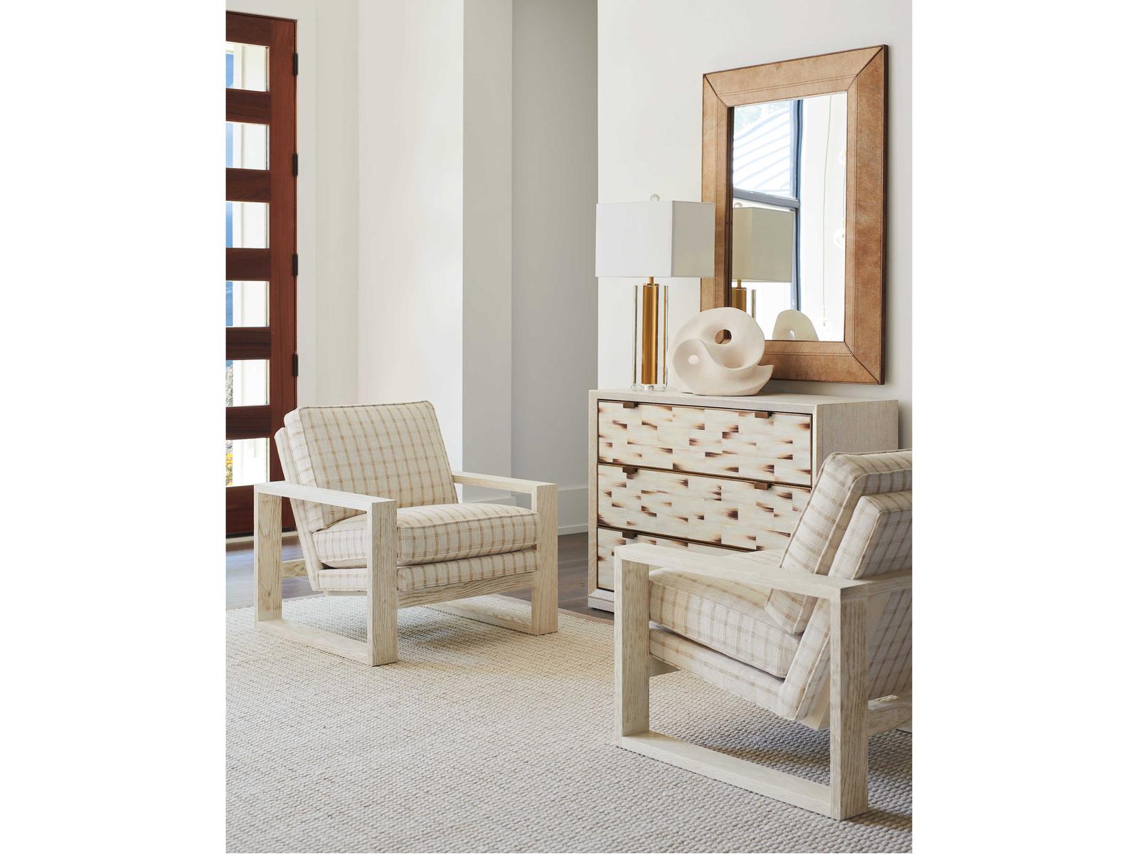 Thaynes Fabric Accent Chair in Beige with Portola Finish
