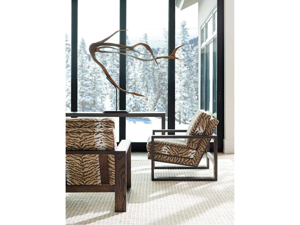 Thaynes Upholstered Fabric Accent Chair in Beige with Contrast Welt