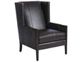 Stratton Wing Black Leather Accent Chair with Charcoal Finish