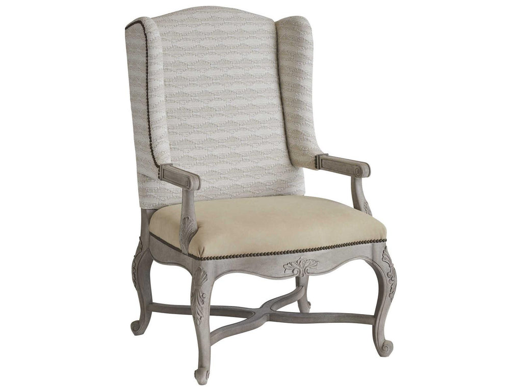Patras Blue Leather Accent Chair with Nailhead Trim