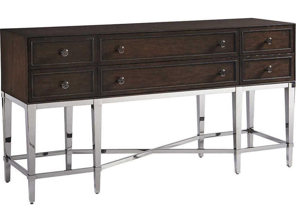 Fairfax 6-Drawer Sideboard in Wilshire Gray and Black Nickel