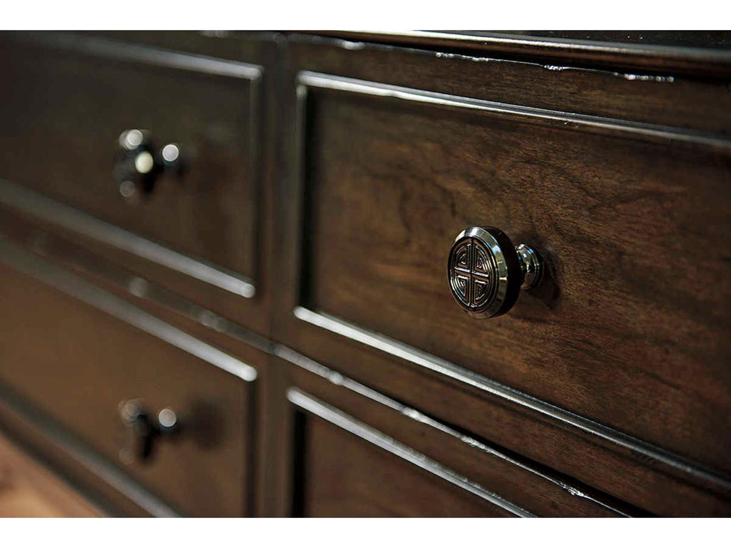 Fairfax 6-Drawer Sideboard in Wilshire Gray and Black Nickel