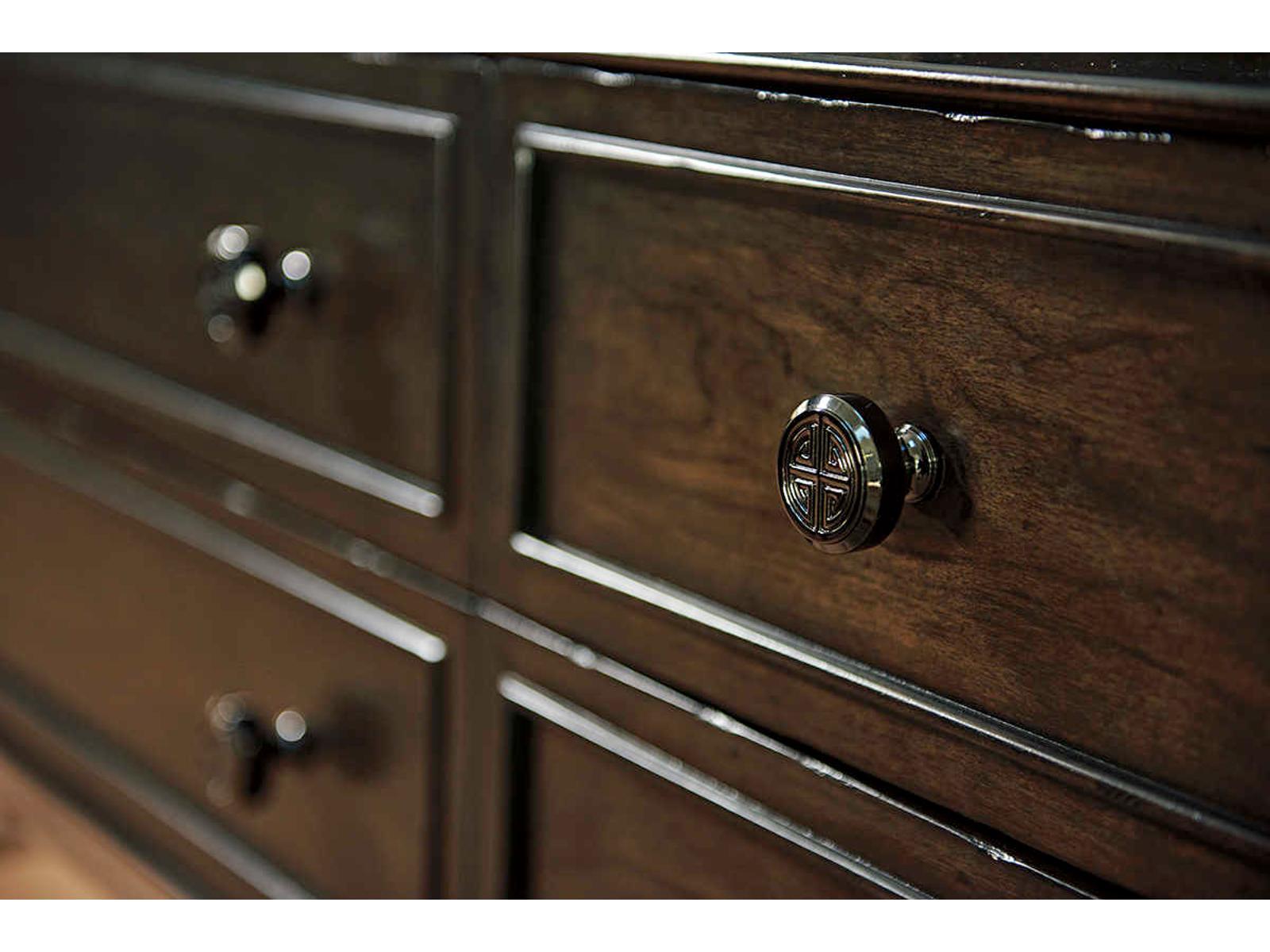 Fairfax 6-Drawer Sideboard in Wilshire Gray and Black Nickel