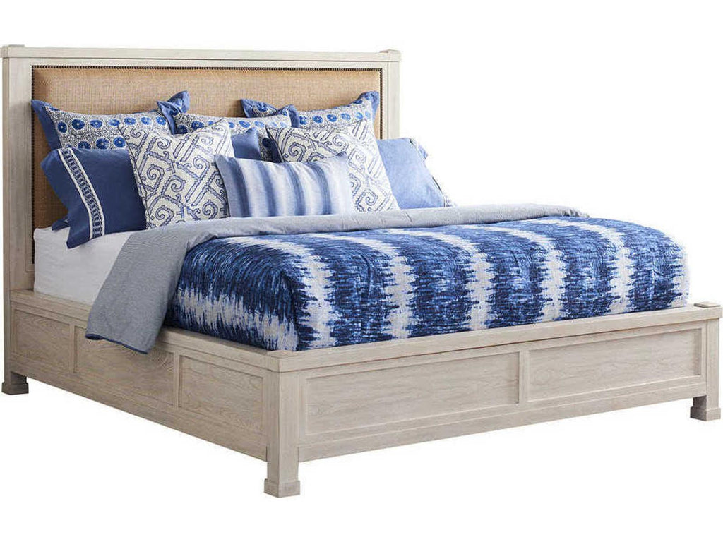 Shorecliff King Canopy Bed in Sailcloth with Raffia Headboard